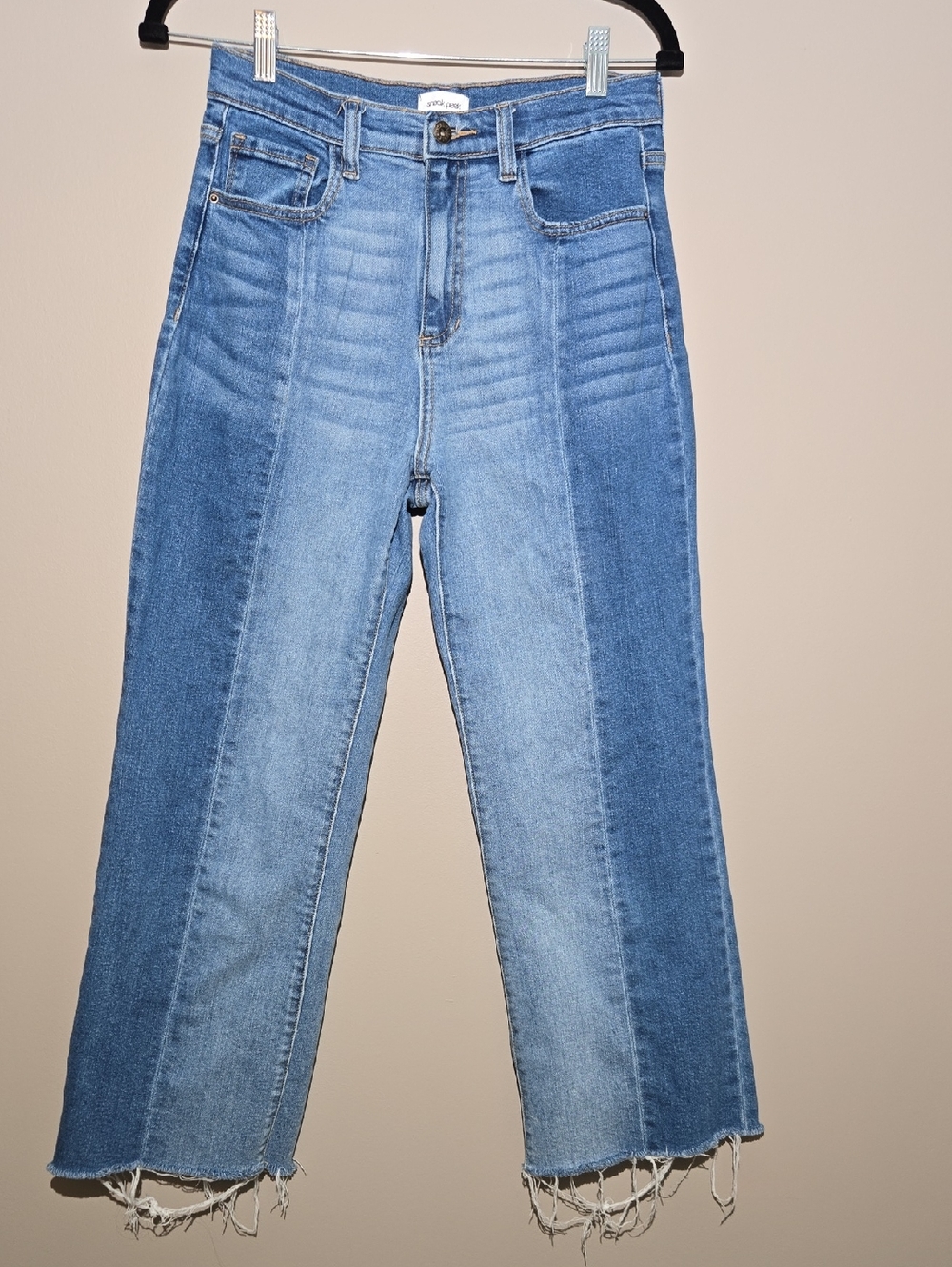 Sneak Peek Two-Tone Light & Medium Blue Cropped Jeans